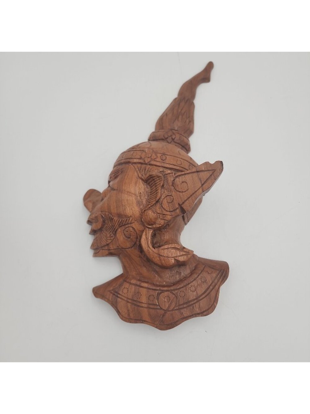 Vintage Thai Ramakien Head Carved Wood Wall Decoration 13"